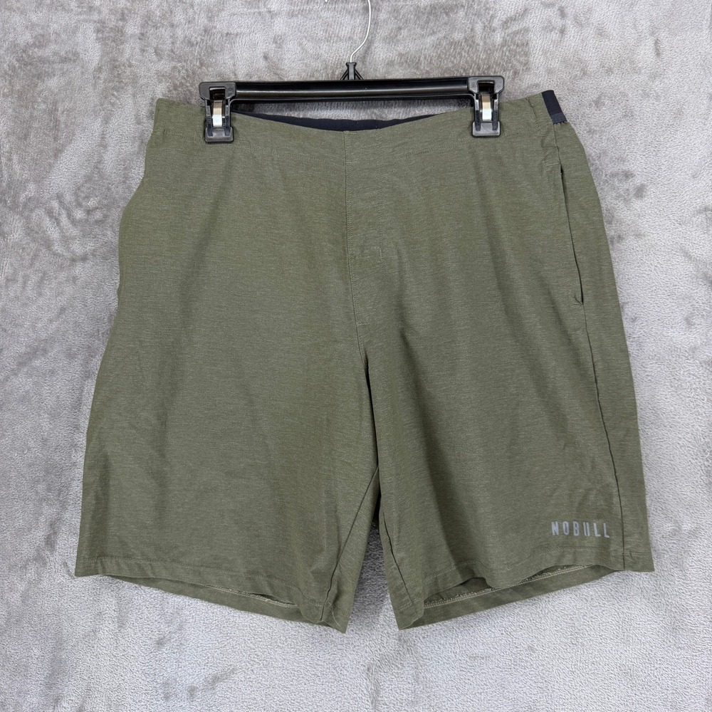 NOBULL Shorts Mens XL Training Olive Green Heathered Stretch Athletic EUC